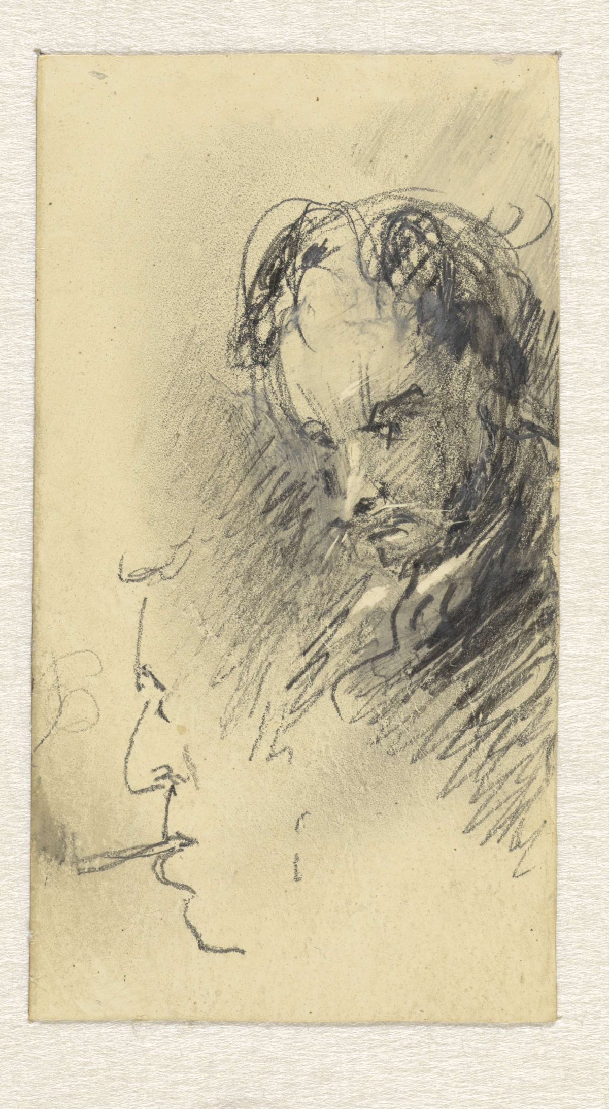 Two sketches of men's heads, Georgius Jacobus Johannes van Os, 1844