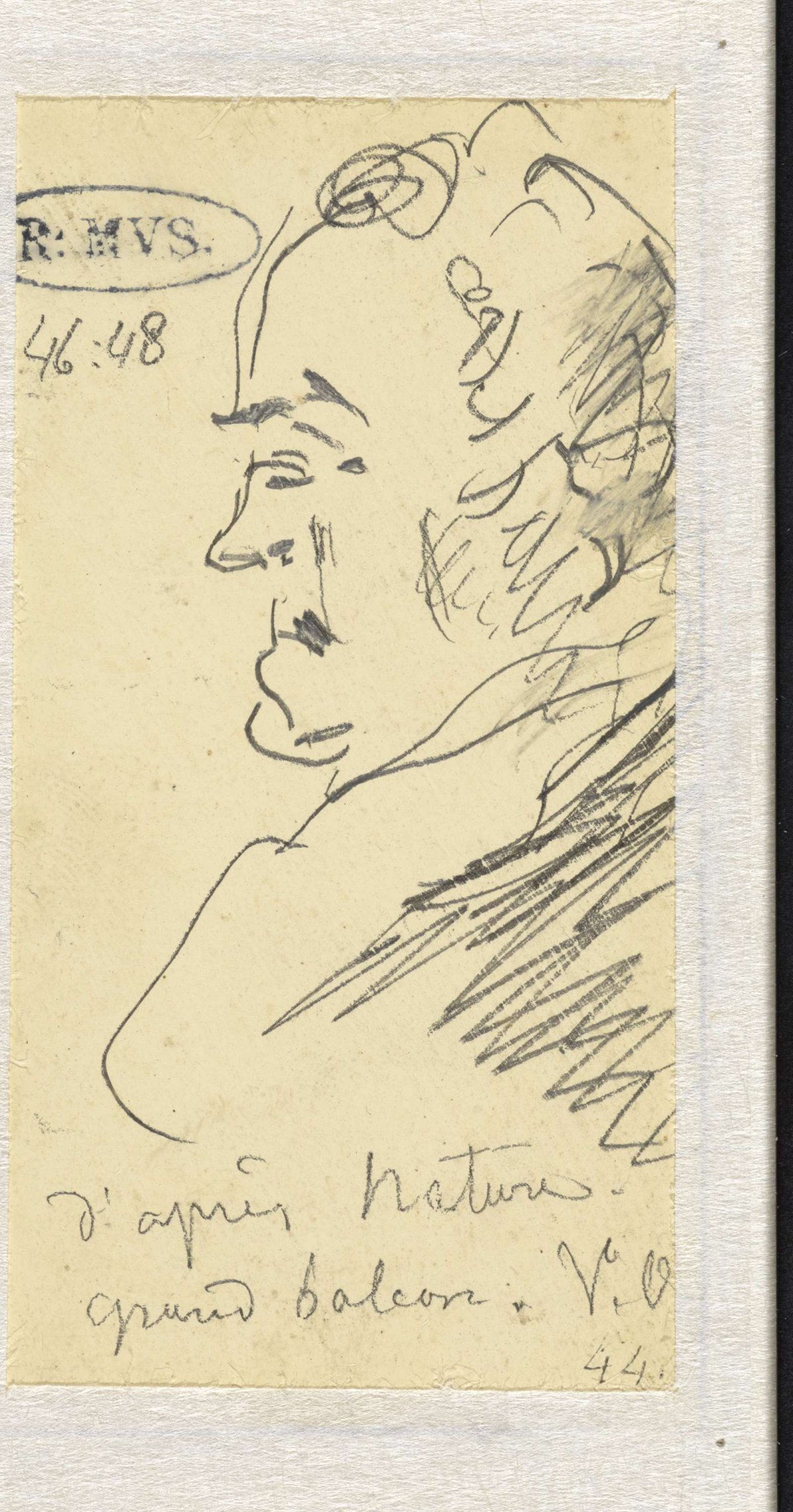 Profile of man, to the left, Georgius Jacobus Johannes van Os, 1844