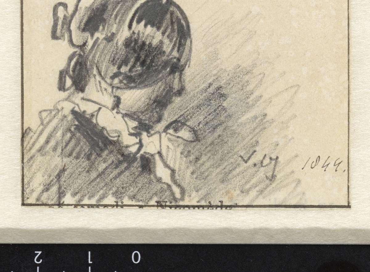 Sketch of a woman's head, in profile to the right, Georgius Jacobus Johannes van Os, 1844