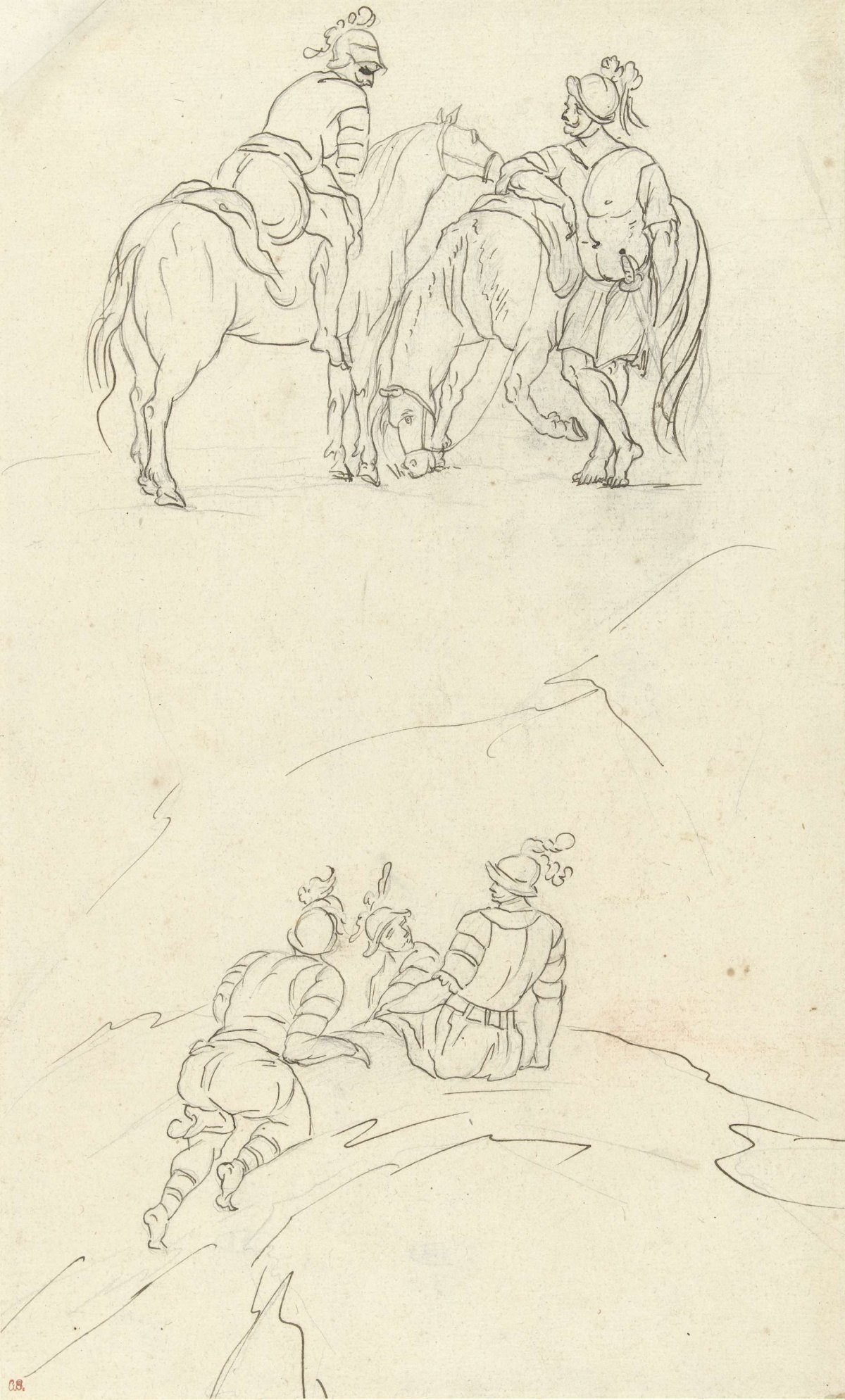 Rustende ruiters, Carle Vernet, 1768 - 1836