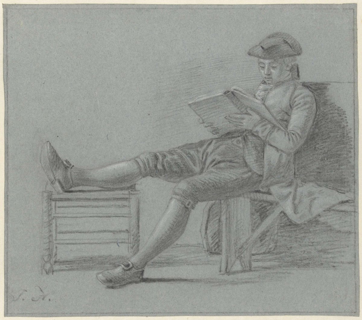 Seated reading gentleman, Jordanus Hoorn, 1763 - 1833