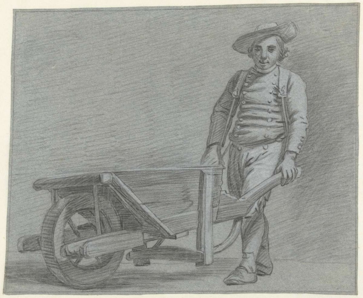 Standing man with wheelbarrow, Jordanus Hoorn, 1763 - 1833
