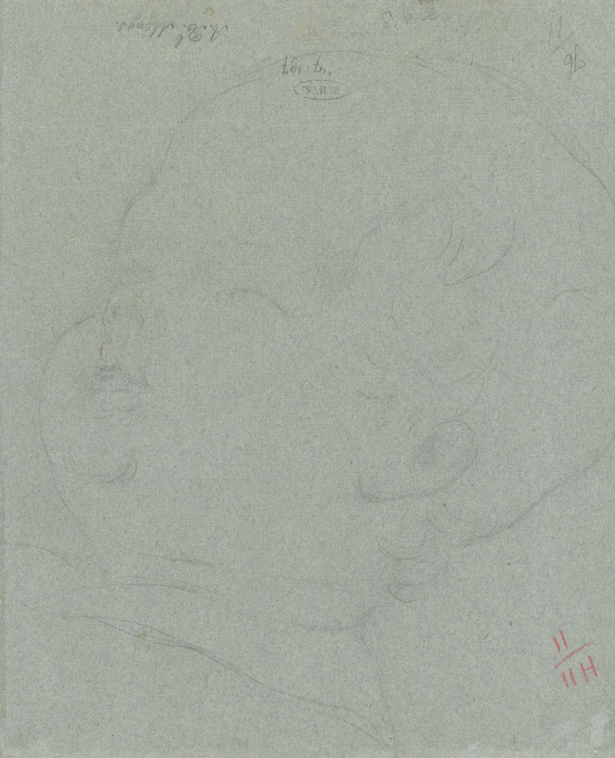 Outline drawing of a child's head, Anton Raphael Mengs, 1738 - 1779