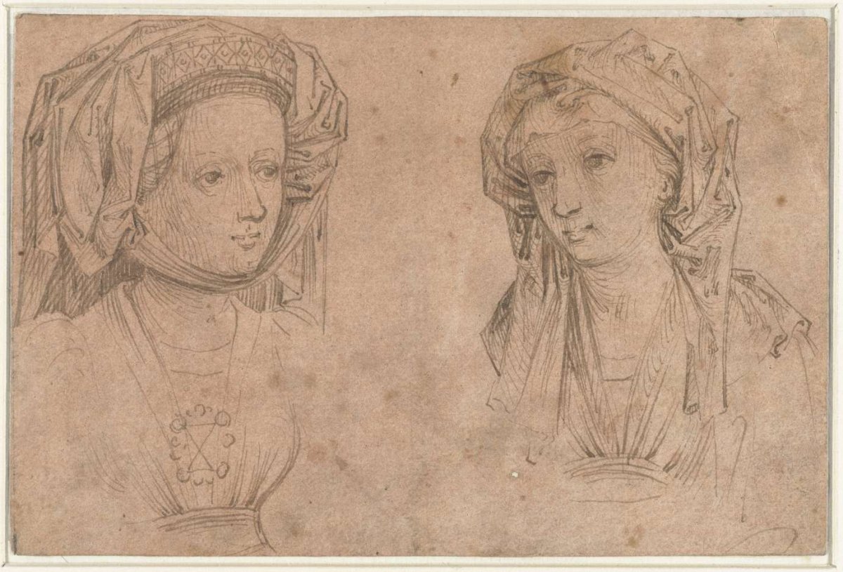 Two women's heads, anonymous, 1400 - 1500