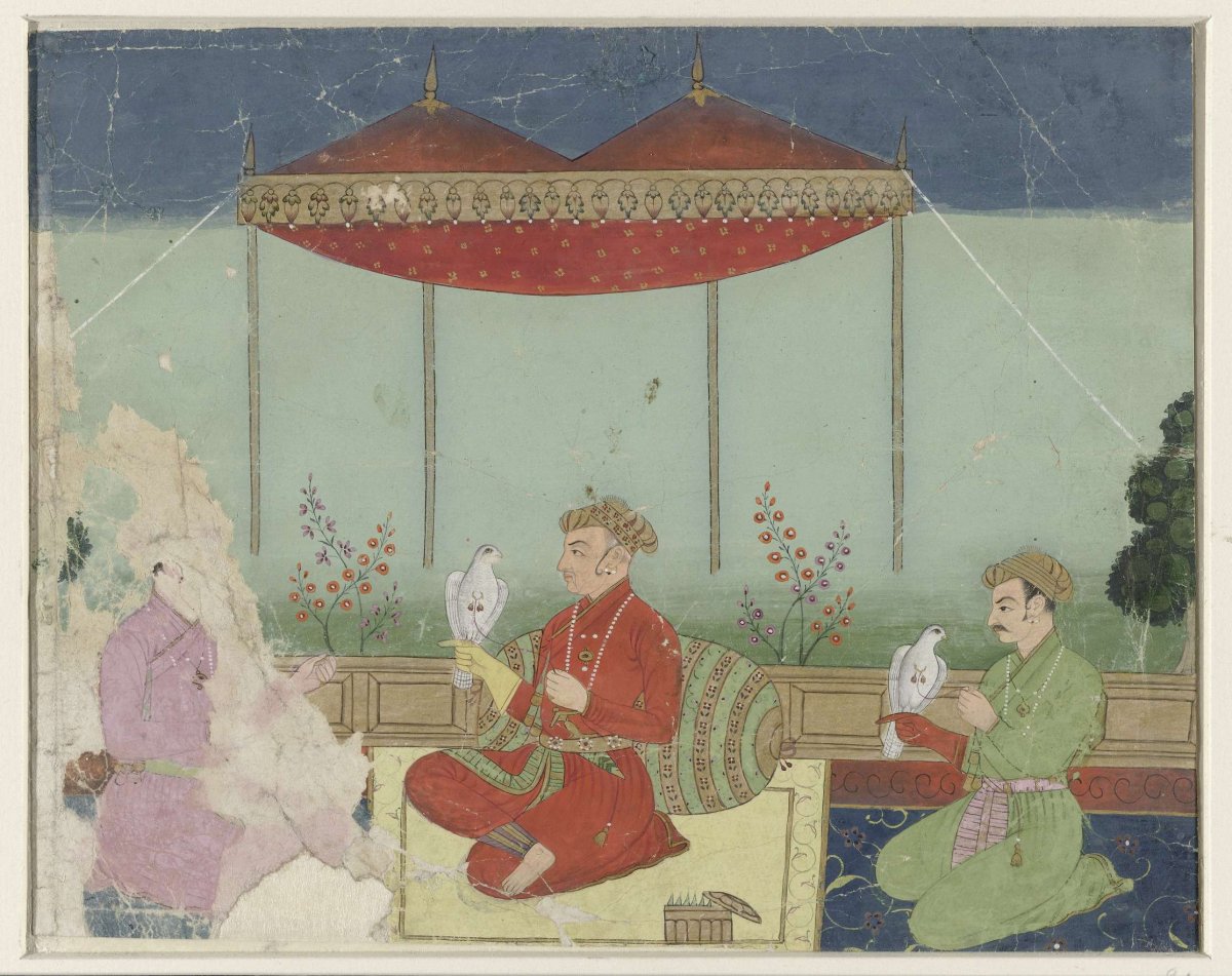 Jahangir sitting under a canopy on a terrace, anonymous, c. 1615