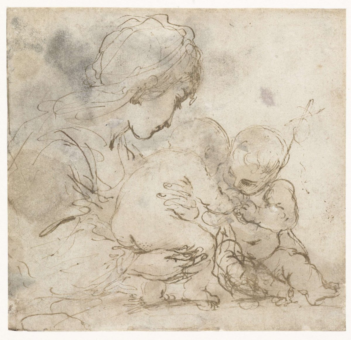 Mary with child and John the Baptist, Guercino, 1601 - 1616