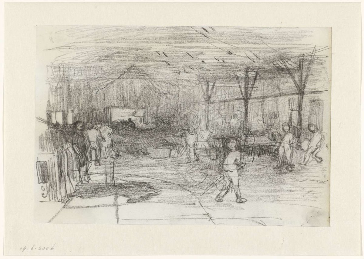 Interior of a large barn, Isaac Israels, c. 1888