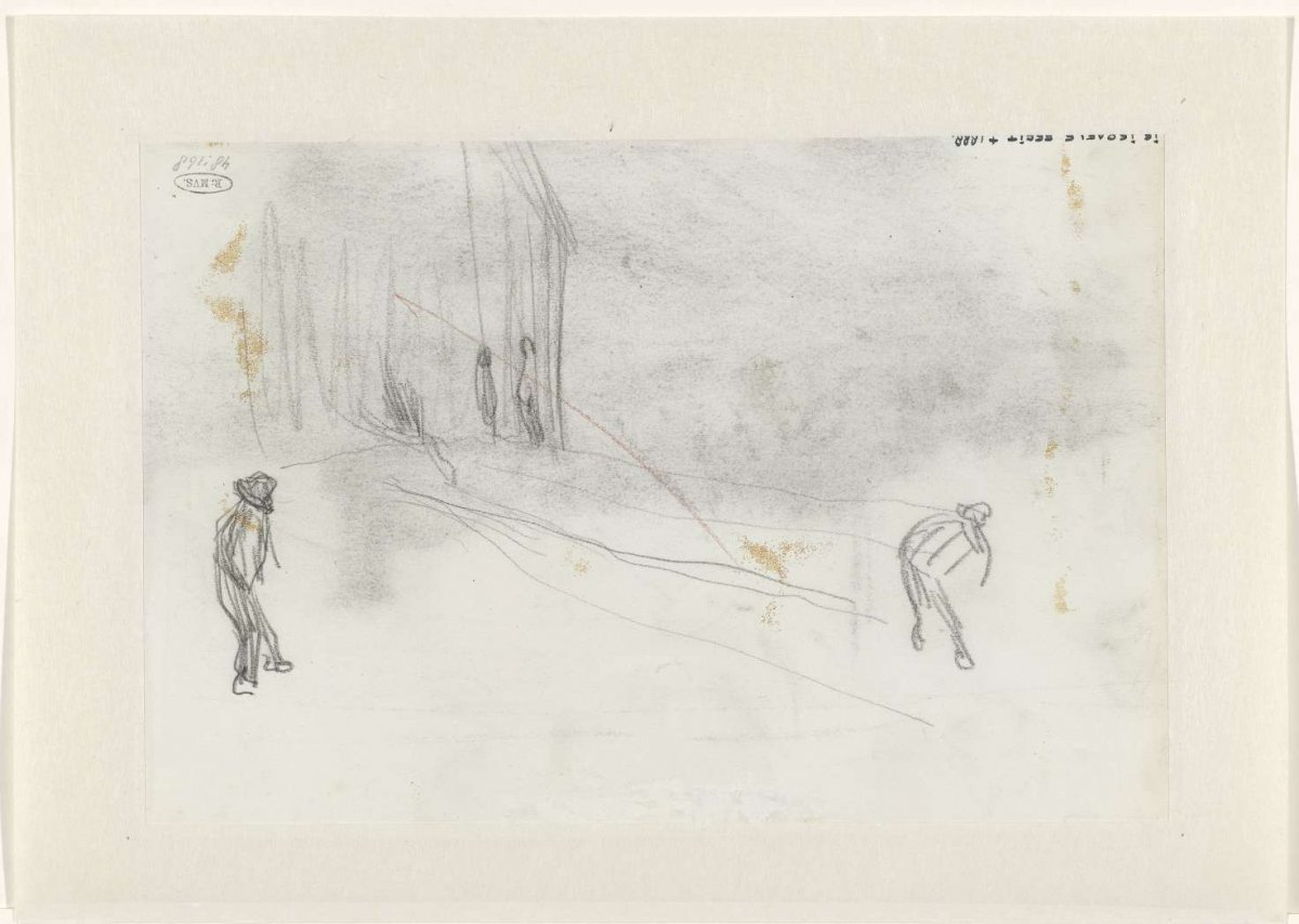 Some people near a building (crossed out), Isaac Israels, c. 1888