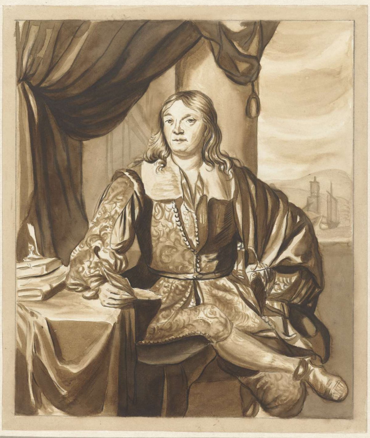 Portrait of a seated young man, anonymous, 1600 - 1750