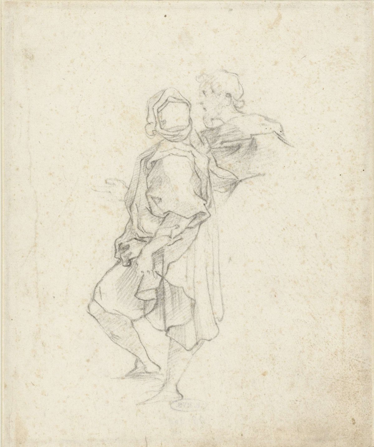 Sketch of two standing men, anonymous, 1590 - 1620