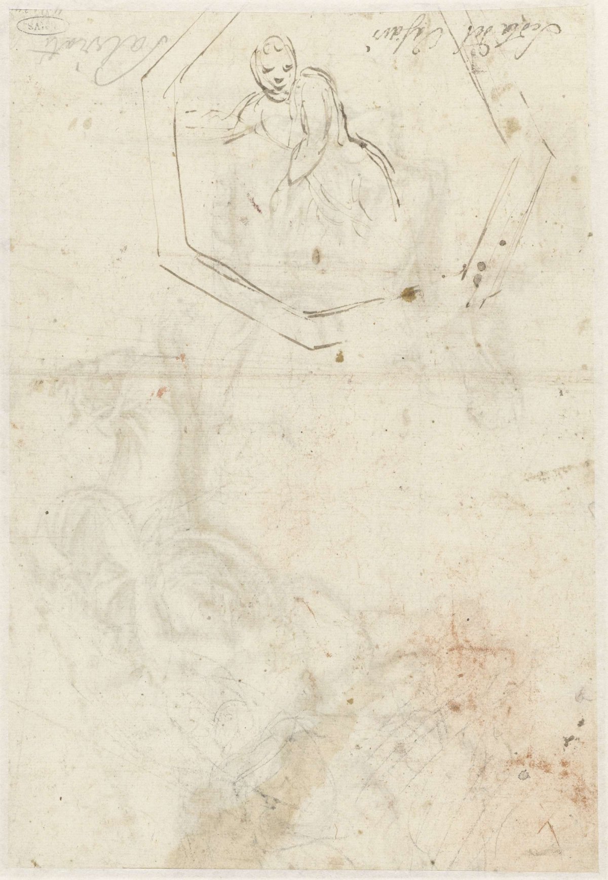 Figuur in zevenkantige lijst, Giulio Romano, 1510 - 1546