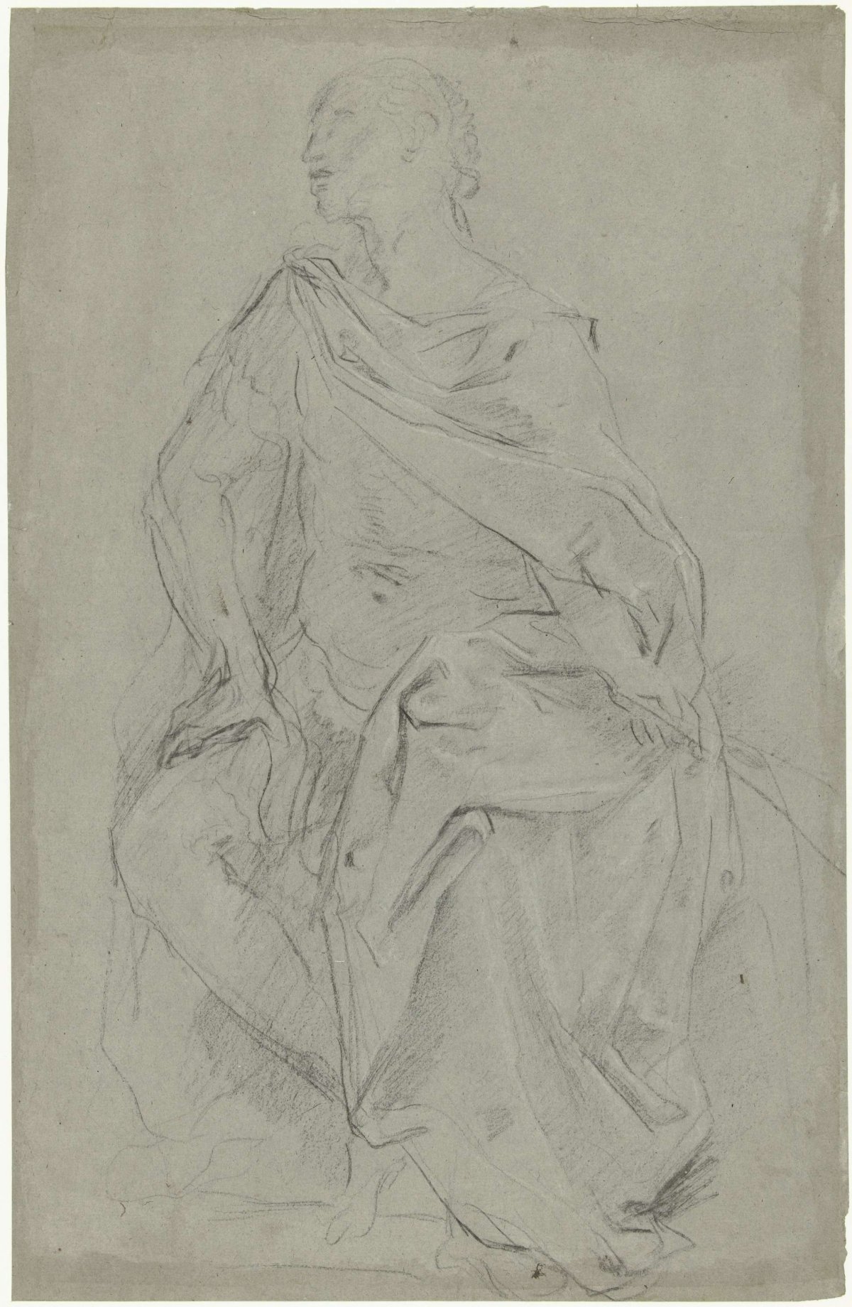 Study for a seated crowned figure, Giacomo Sementi, 1625 - 1635