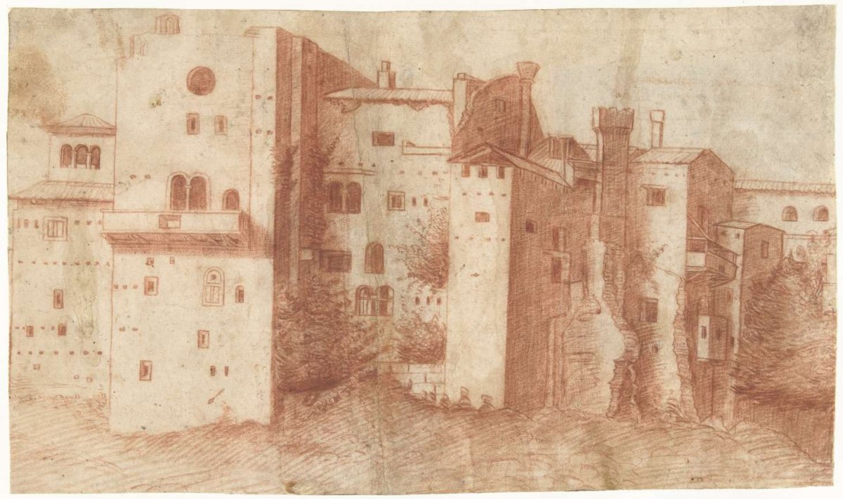 Group of houses in a city, anonymous, 1500 - 1599