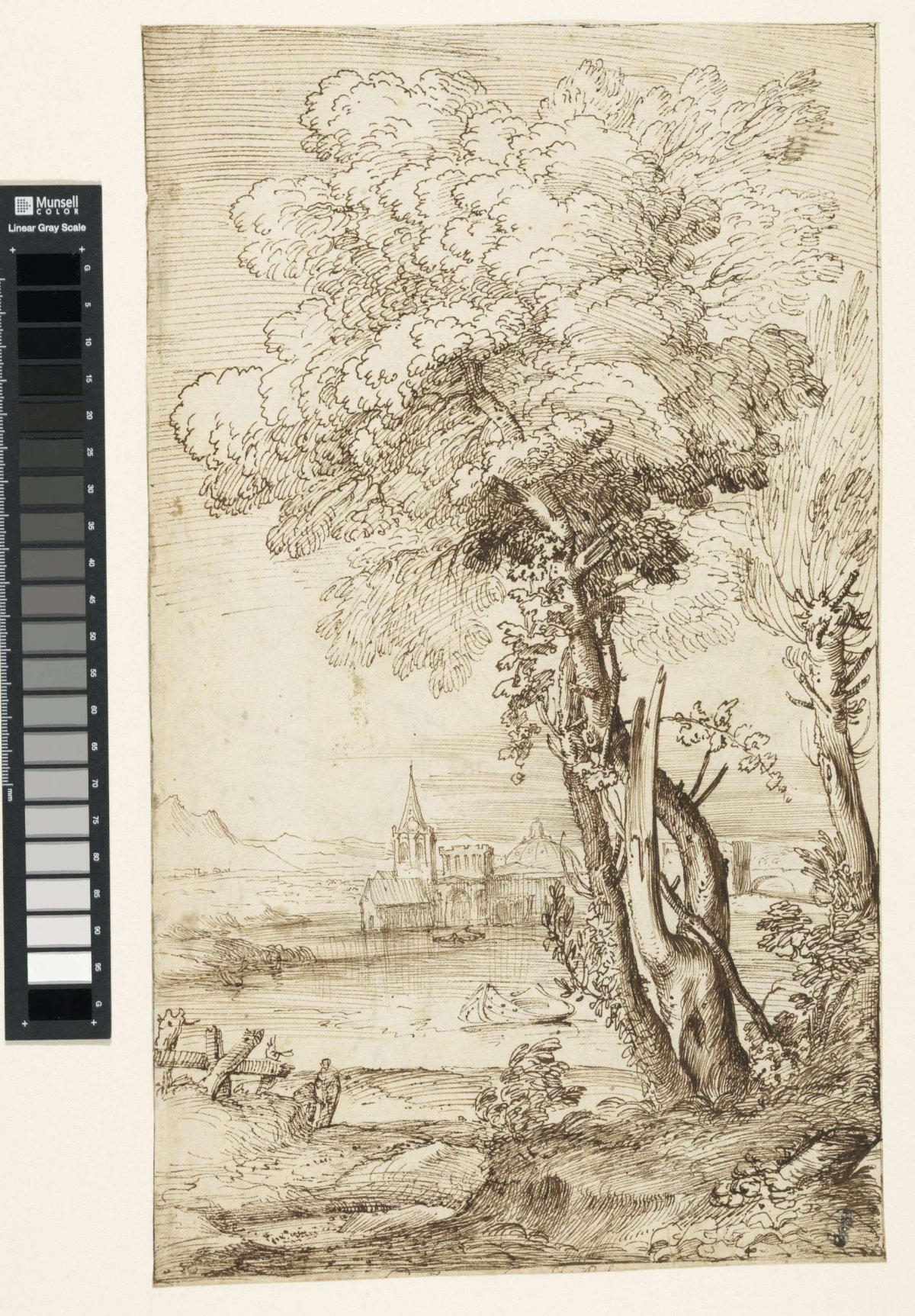 Tree group at a lake in a mountainous landscape, Giovanni Francesco Grimaldi, 1652 - 1662