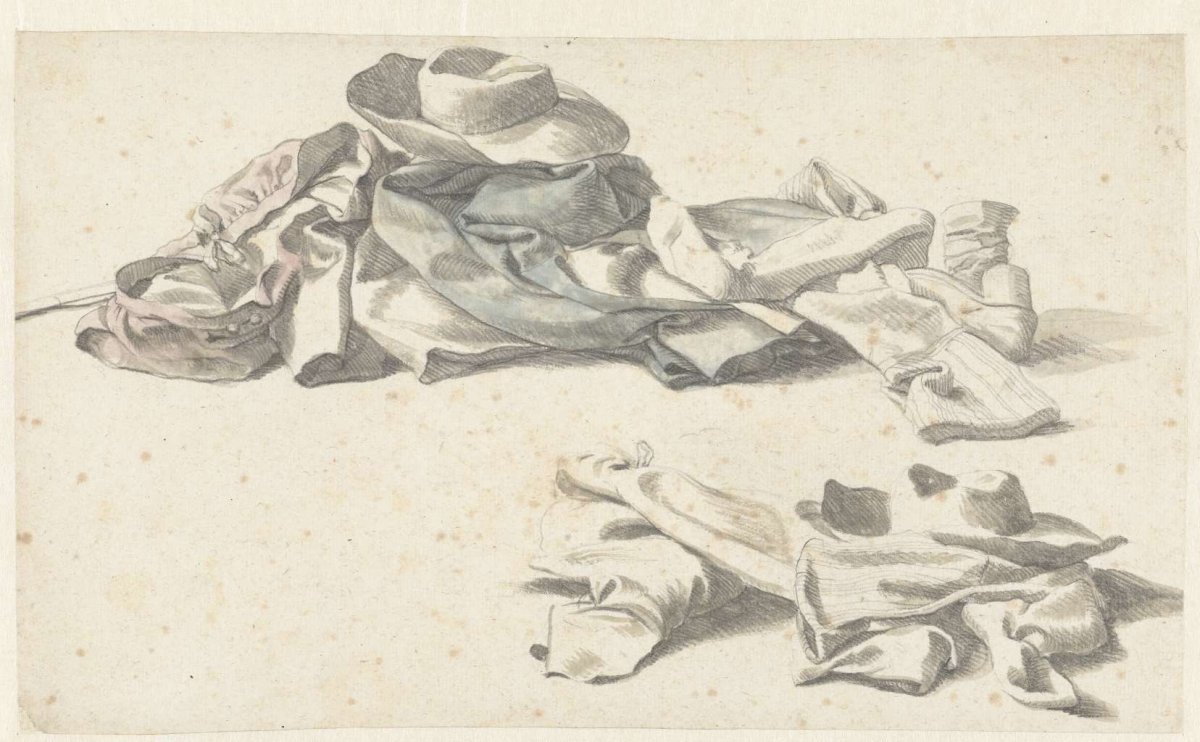 Two still lifes of a soldier's duffle, anonymous, 1600 - 1699