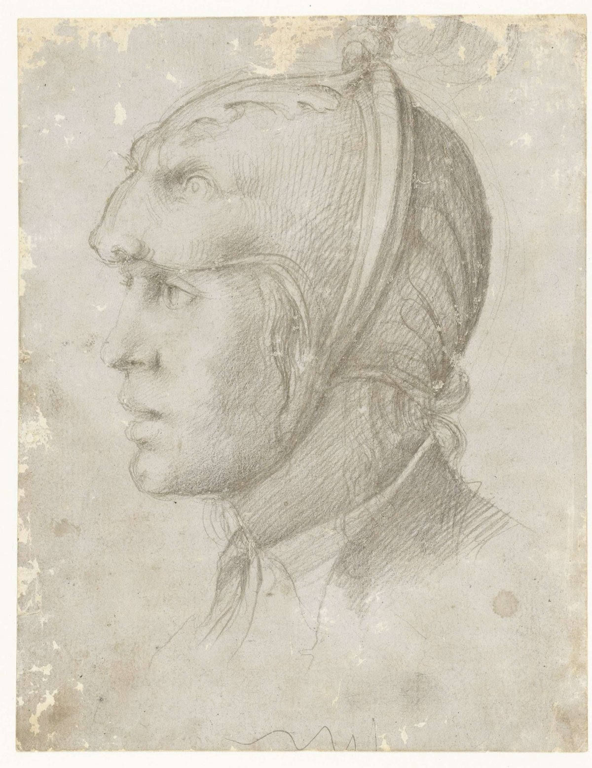 Head of a man with helmet, anonymous, 1530 - 1540