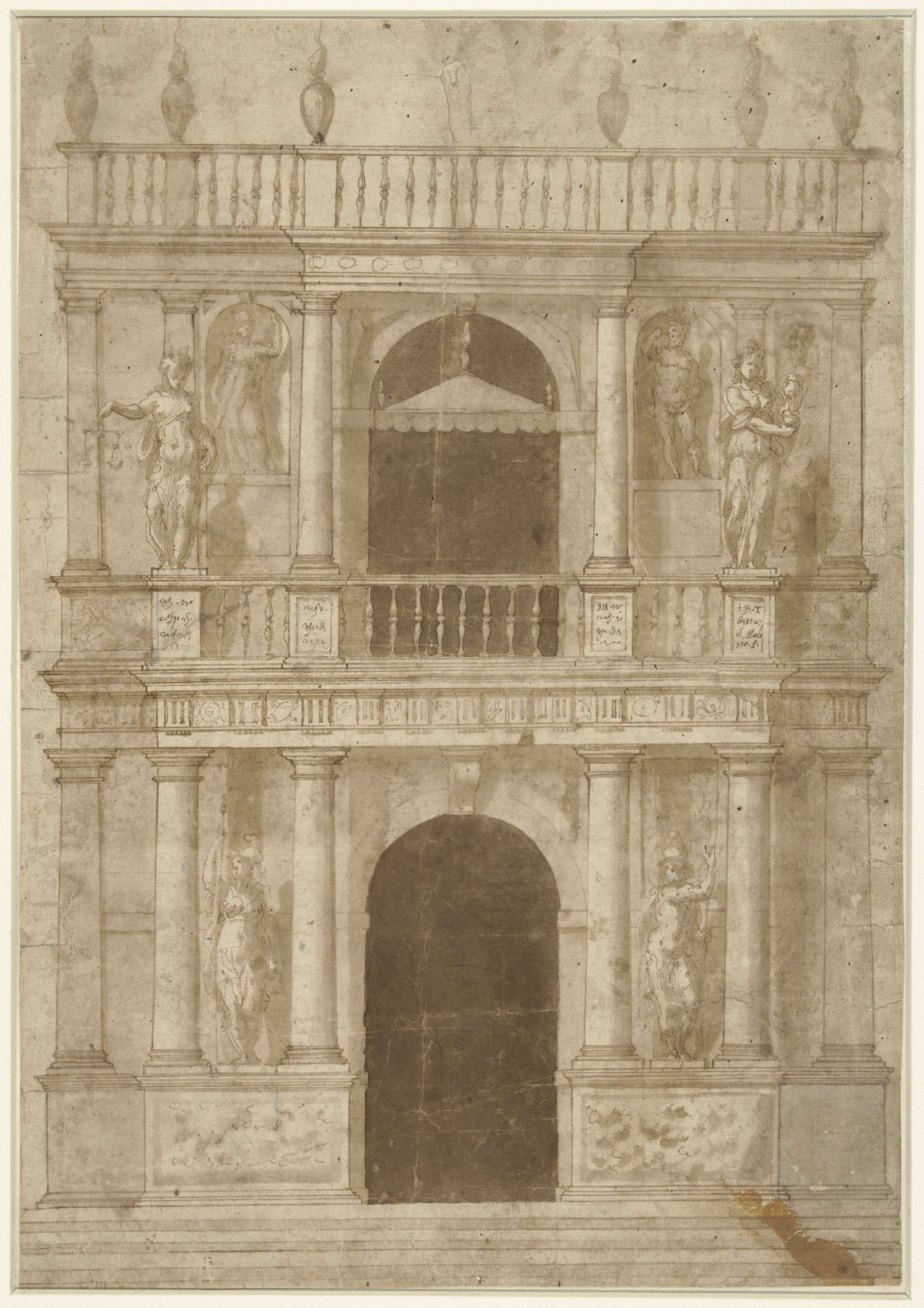 Design for a facade of a town hall, Giovanni Battista Trotti, 1565 - 1619