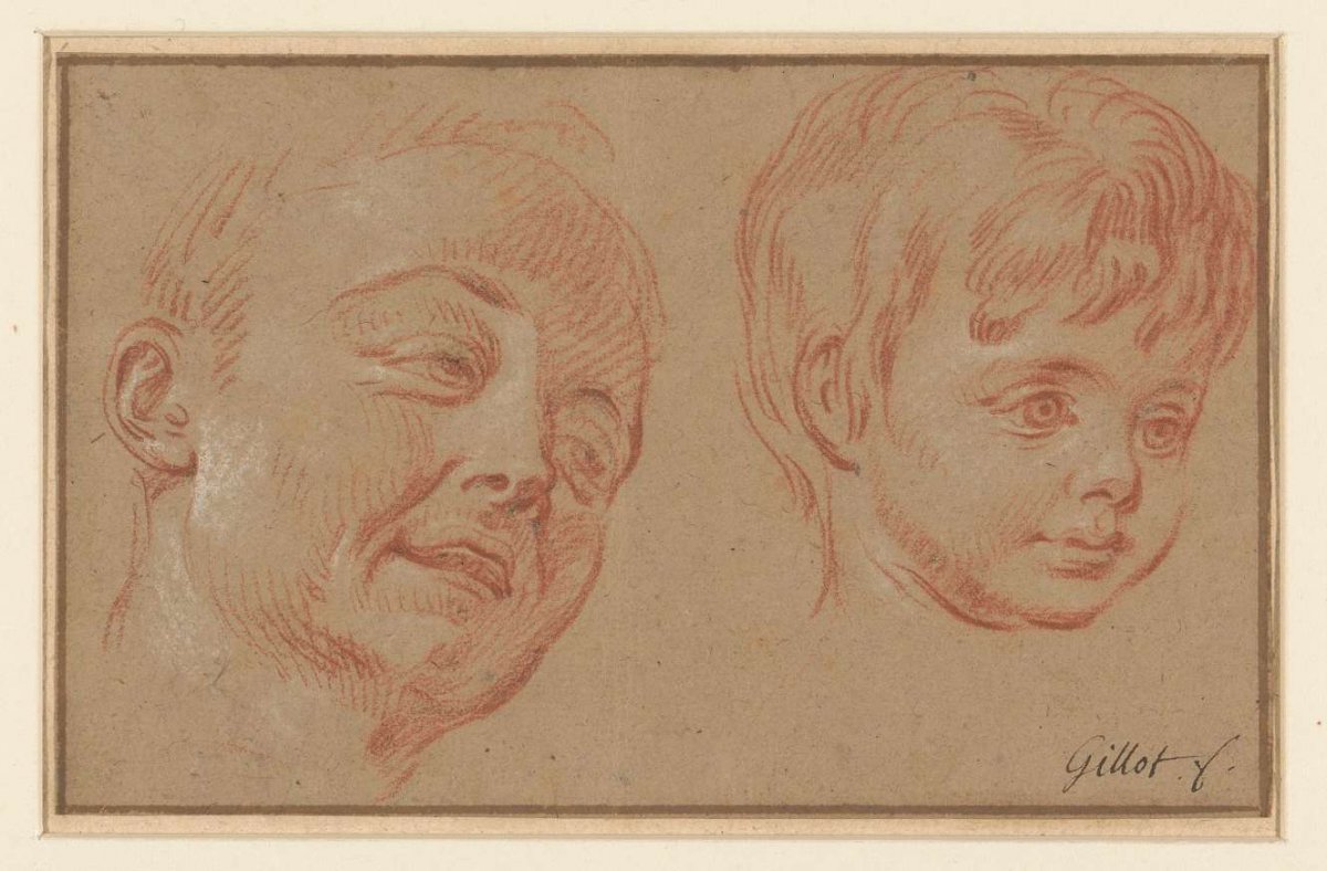 Sketch of two heads, Claude Gillot, 1683 - 1722