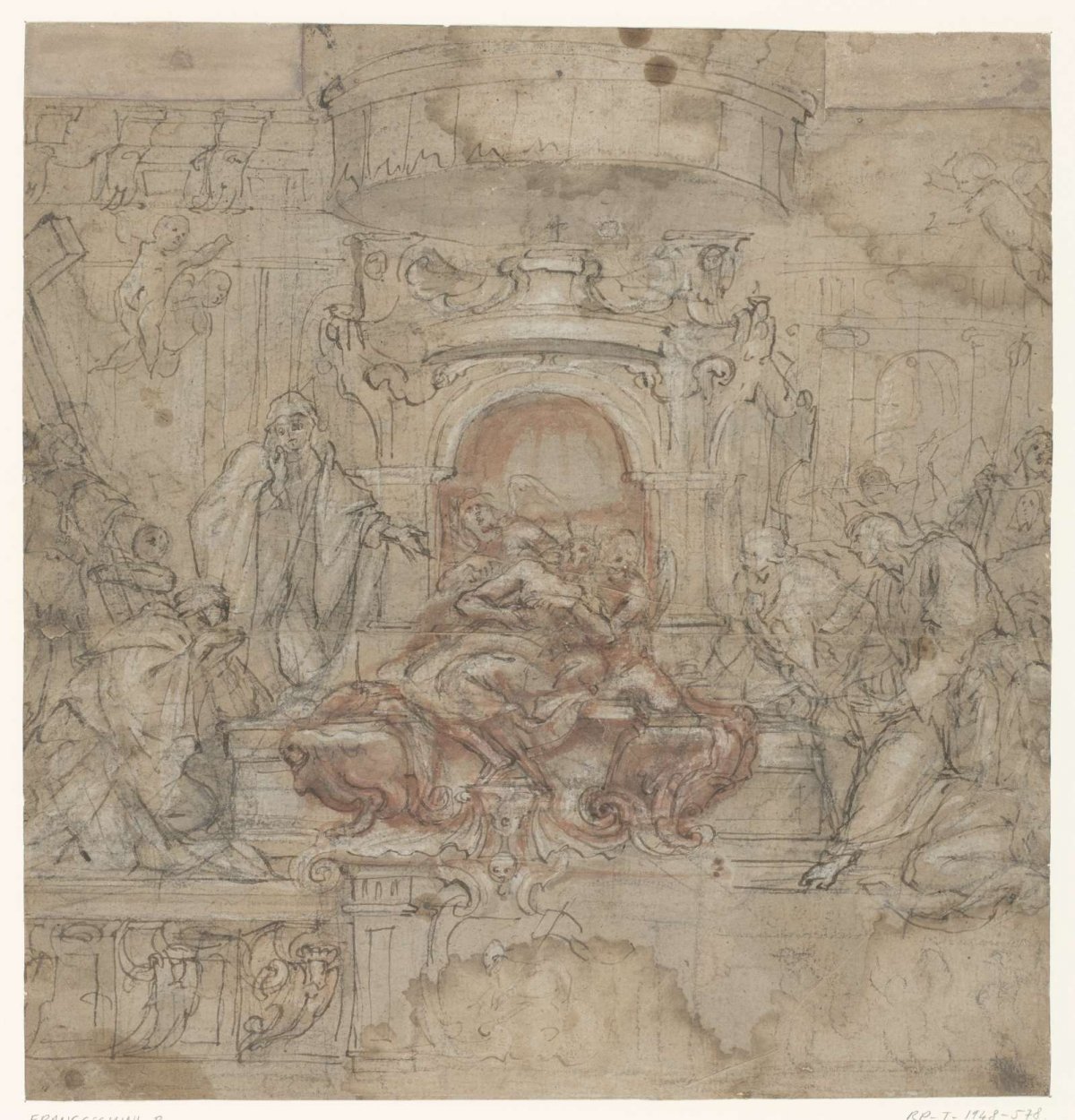 Design for a scenographic Easter altar, Baldassare Franceschini, 1645 - 1649