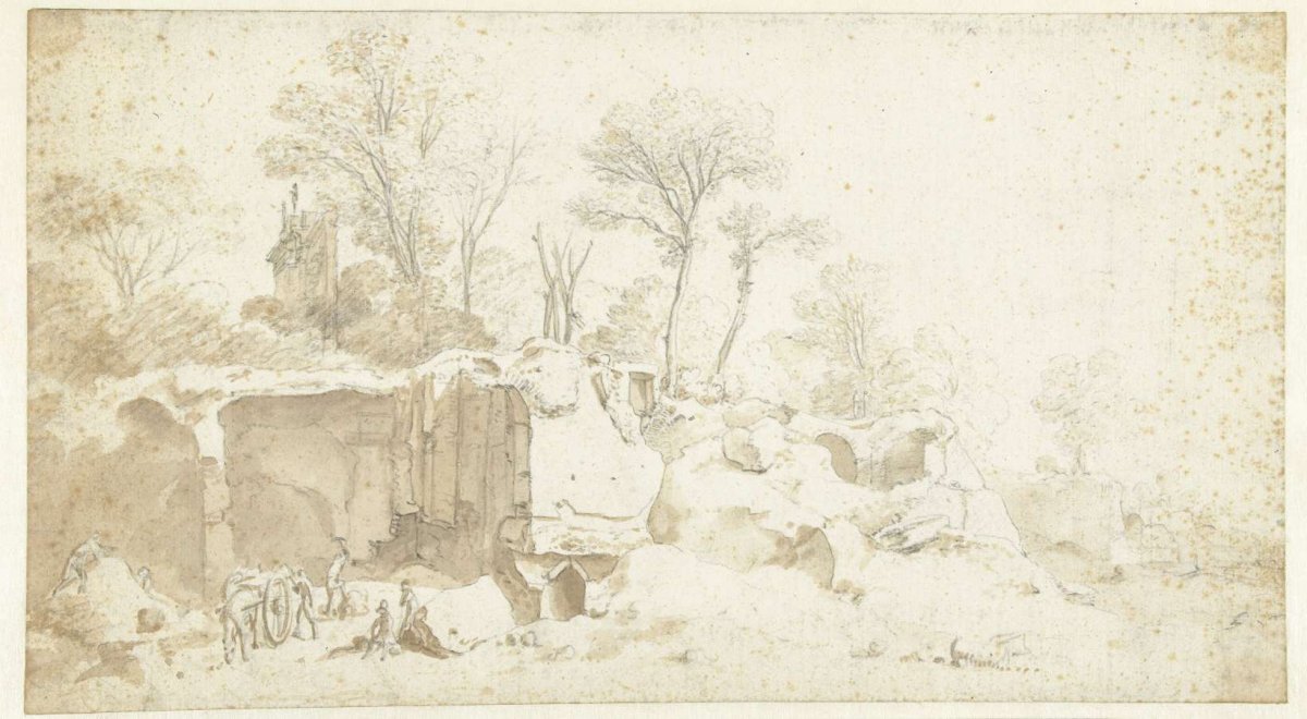 Excavating ancient ruins, Herman van Swanevelt, c. 1610 - before 1655