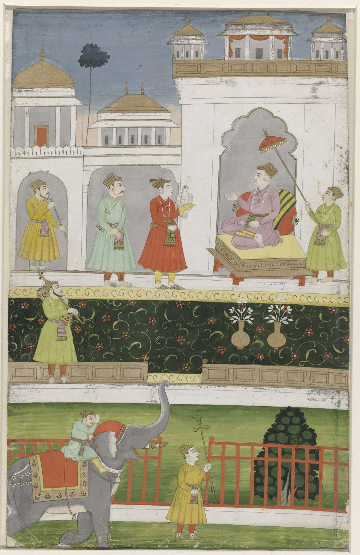 Akbar sitting on his throne, anonymous, 1675 - 1700