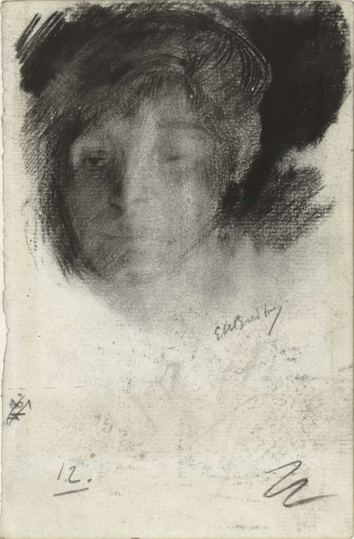 Head of a woman, from the front, George Hendrik Breitner, 1867 - 1923