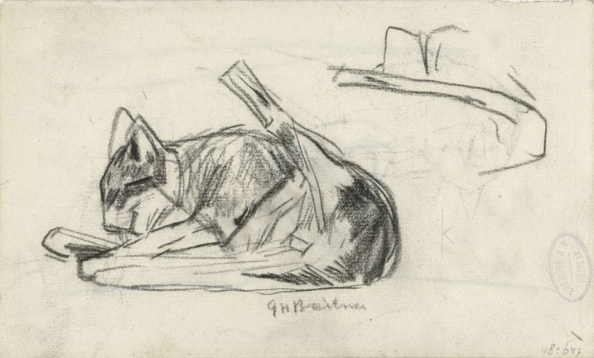 Poes die zichzelf likt, George Hendrik Breitner, 1867 - 1923