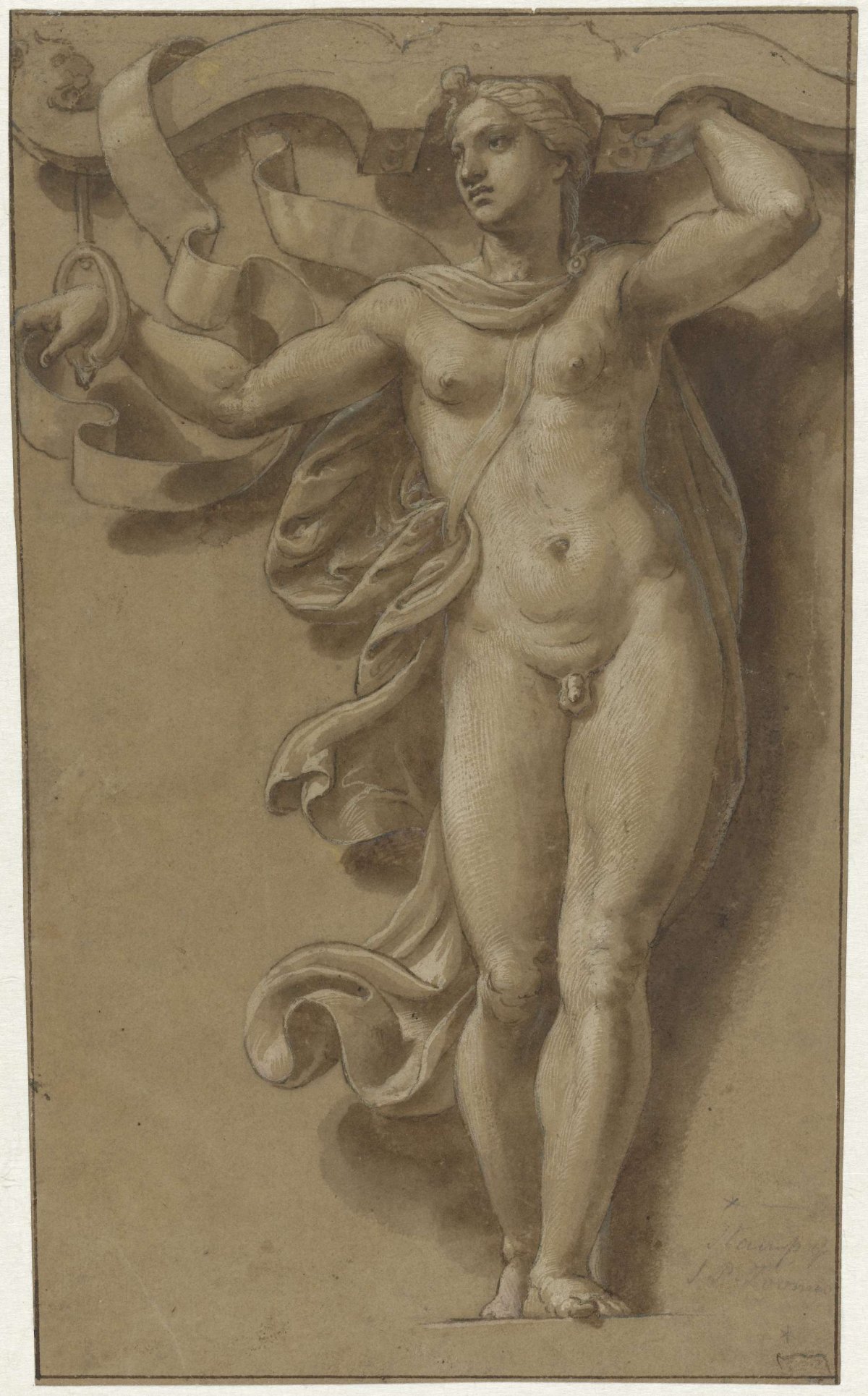 Hermaphroditus as Caryatid, Giulio Romano, c. 1510 - c. 1521