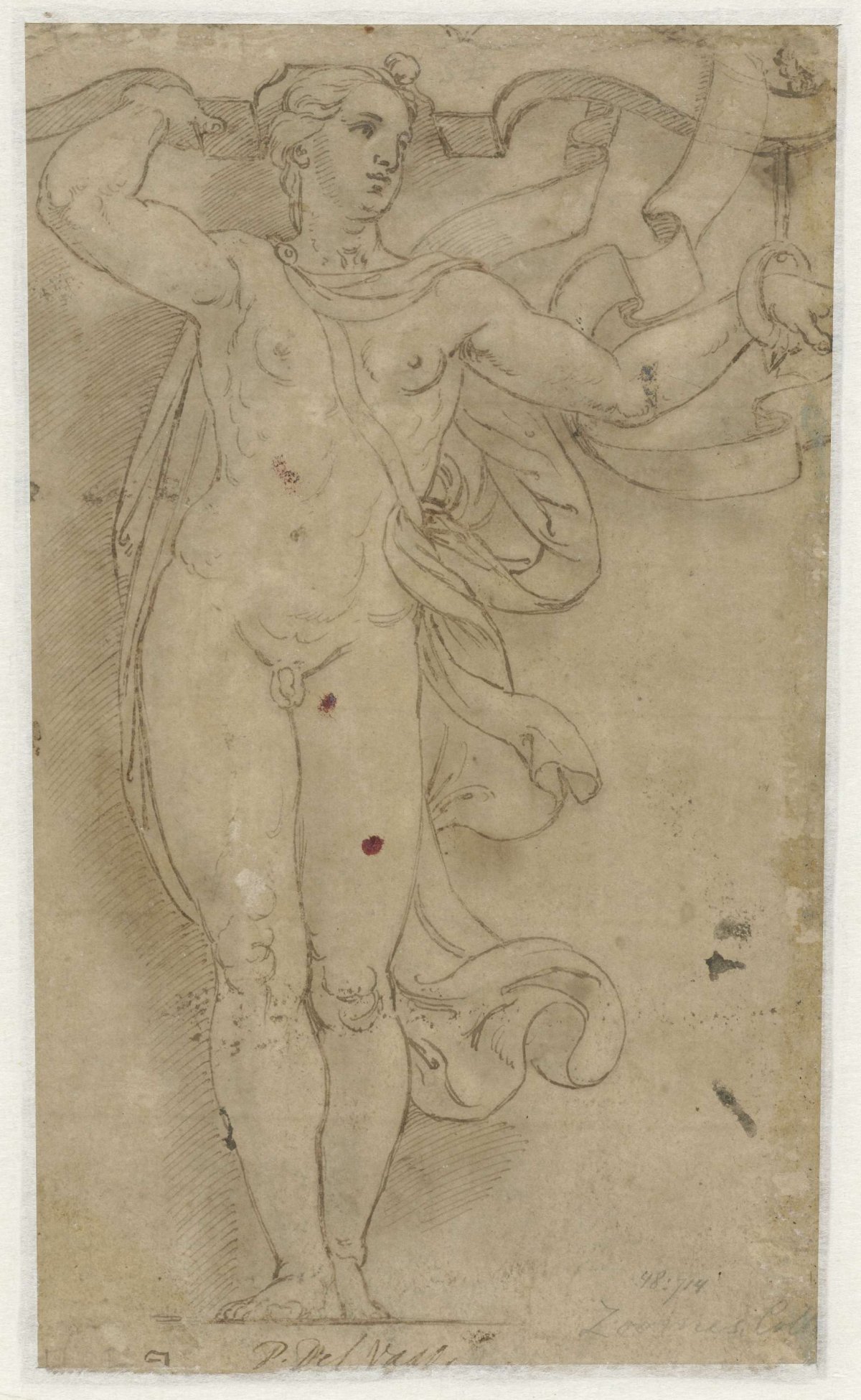 Hermaphroditus as Caryatid, Giulio Romano, c. 1510 - c. 1521