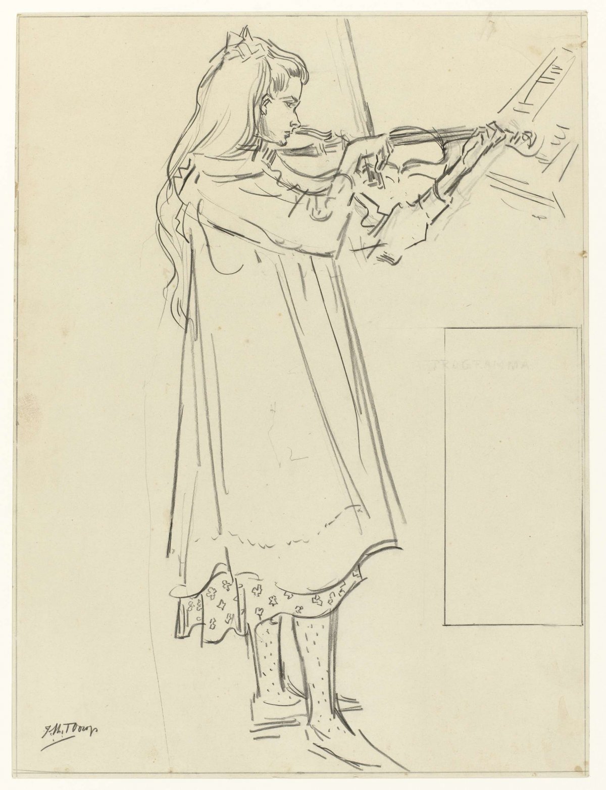 Girl playing the violin, Jan Toorop, 1868 - 1928