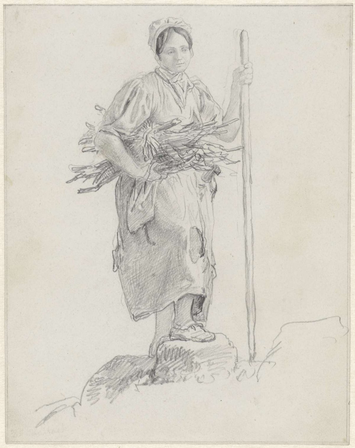 Girl with bunch of branches, Barend Cornelis Koekkoek, 1813 - 1862