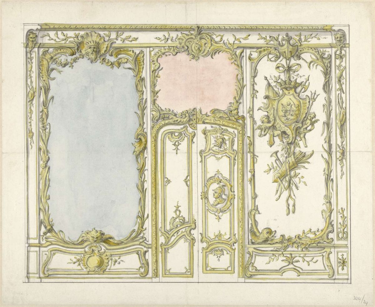 Design for a room paneling, anonymous, 1700 - 1799