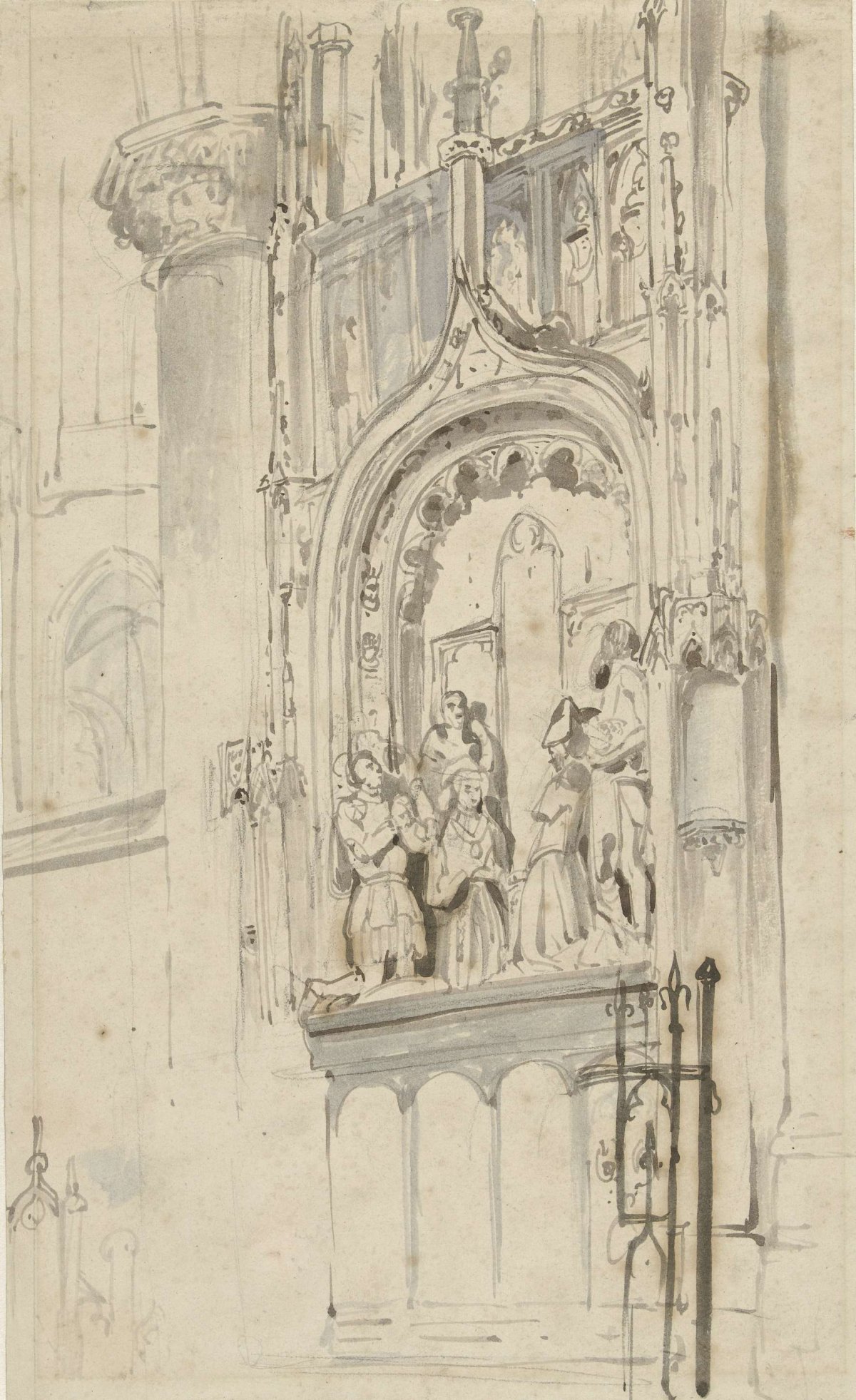 Tomb of Engelbrecht I of Nassau, in the Great Church at Breda, Johannes Bosboom, 1827 - 1891
