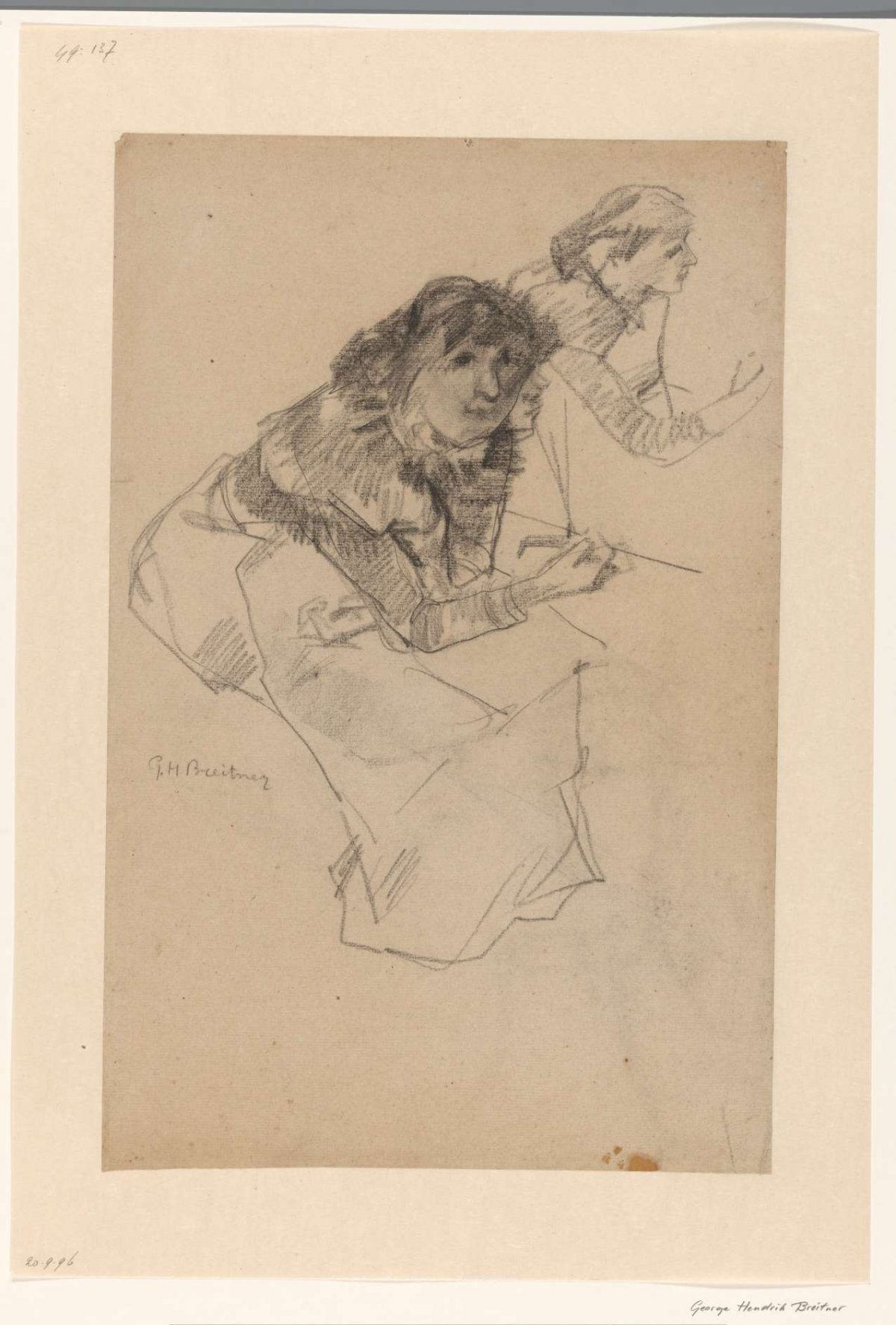 Two studies of a hunched seated woman, George Hendrik Breitner, 1867 - 1923