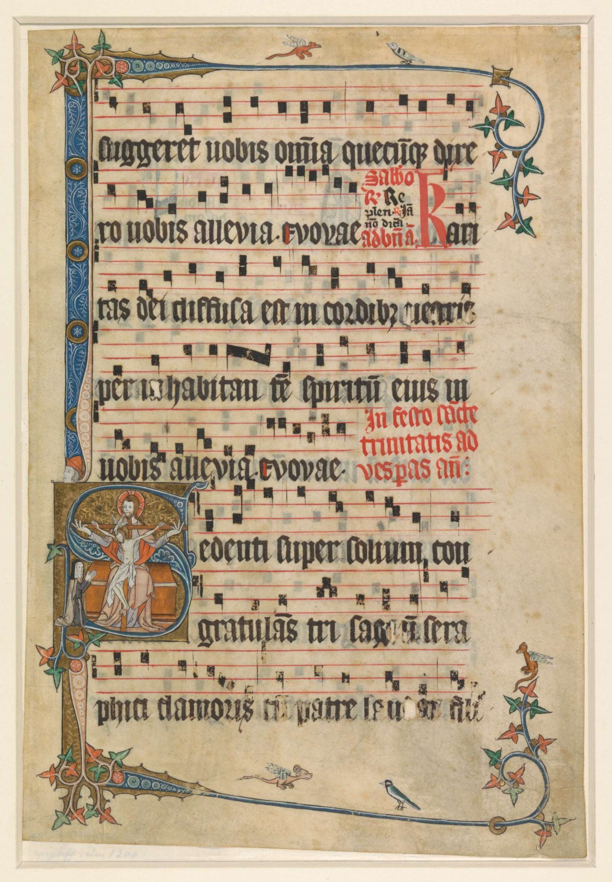 Fragment of an antiphonarium: initial S with Trinity, anonymous, c. 1320 - c. 1330