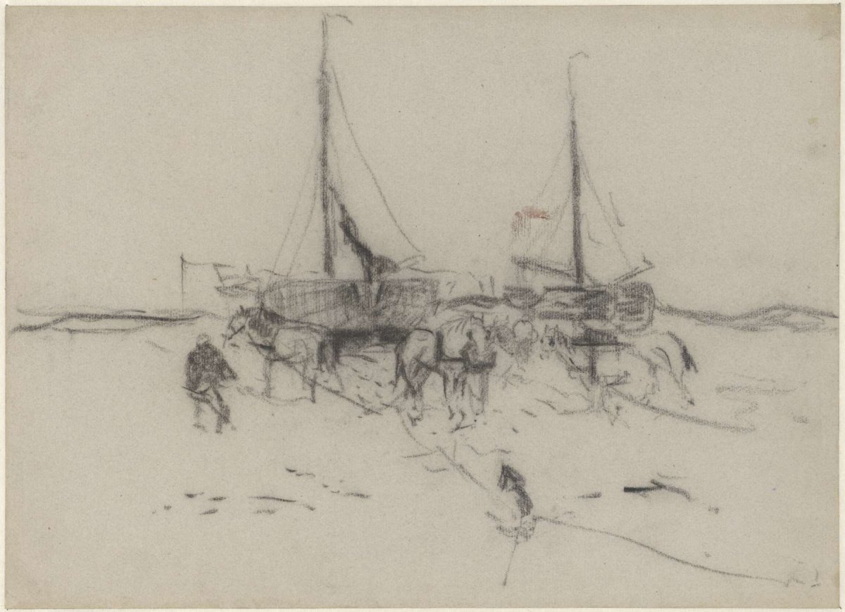 Fishing boats on the beach, Anton Mauve, 1848 - 1888