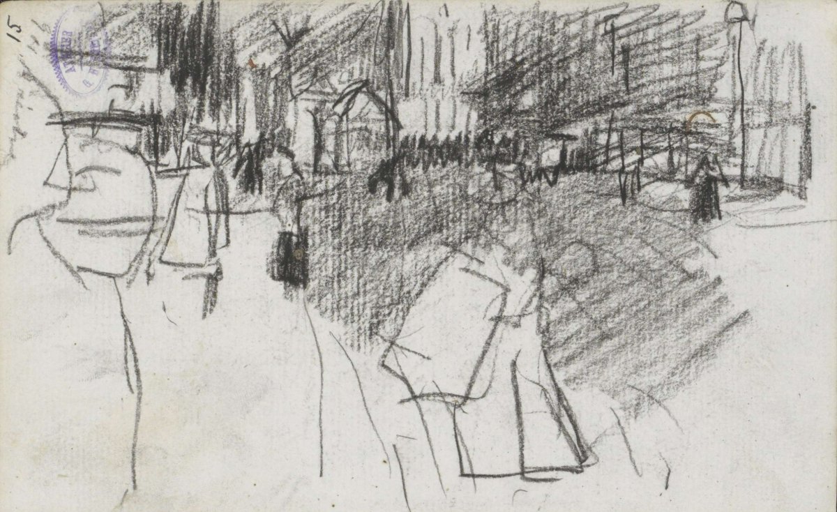 Figures on Dam Square in Amsterdam, George Hendrik Breitner, c. 1886 - 1923
