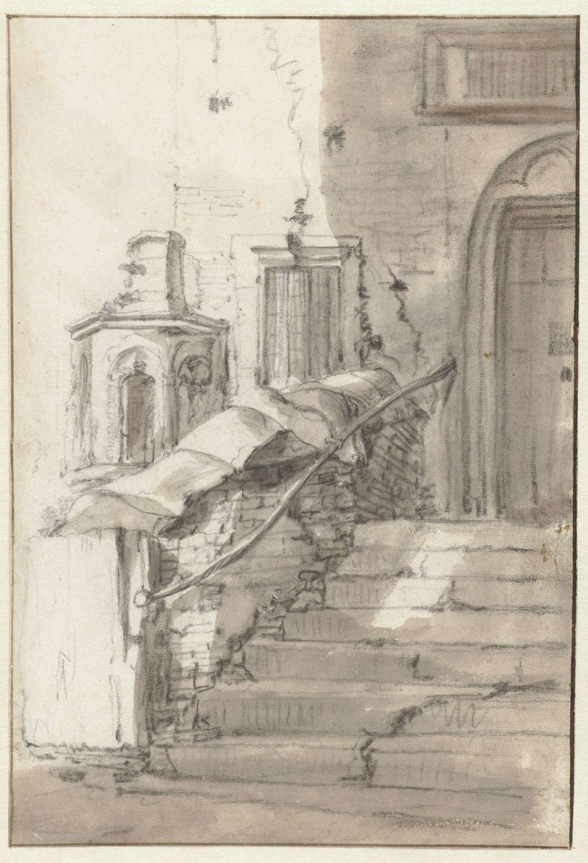 Stairs of the Sint-Elisabeth Gasthuis in Amsterdam, Roelant Roghman, c. 1650 - c. 1652