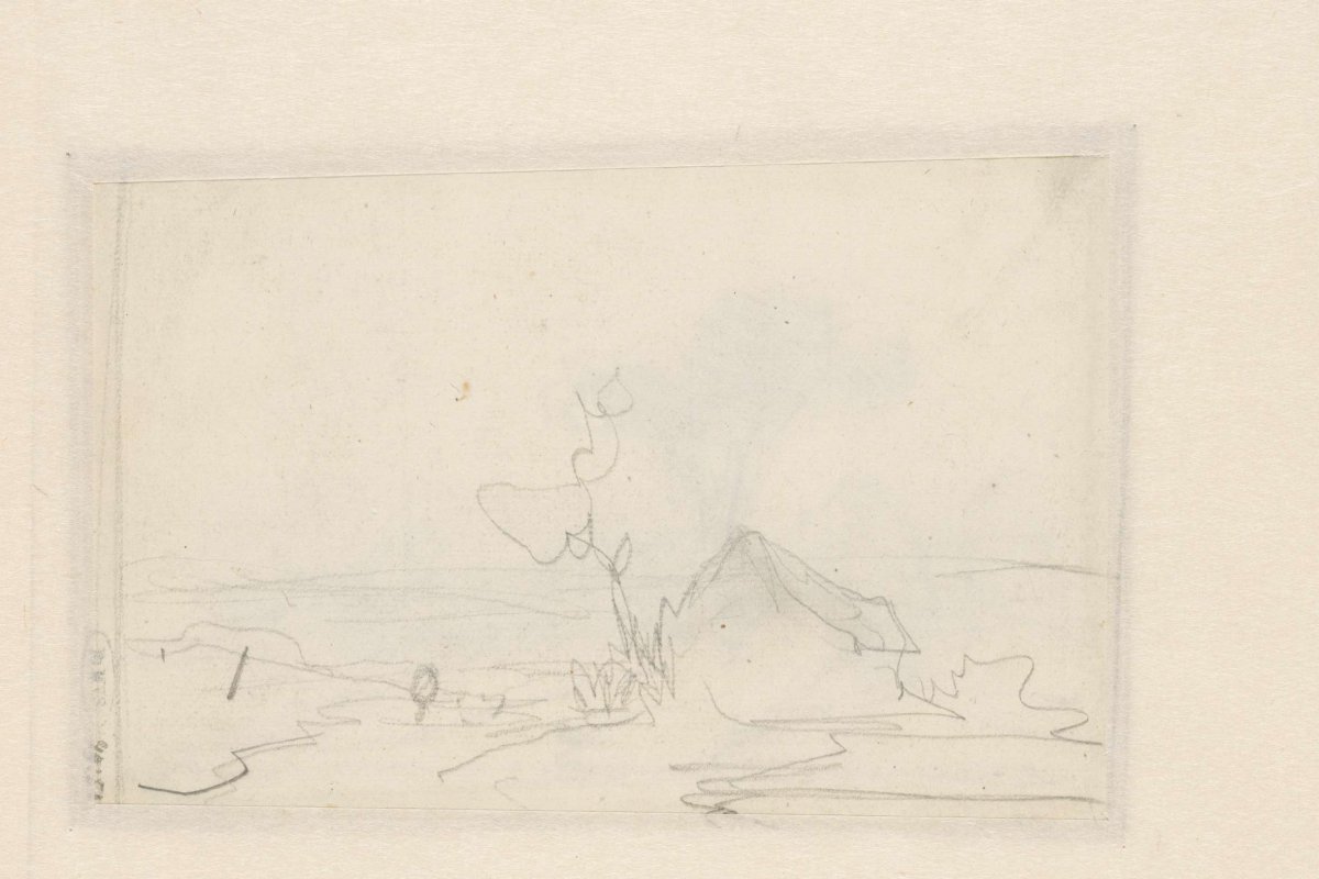Sketch of a landscape with a house and a tree, Andreas Schelfhout, 1797 - 1870