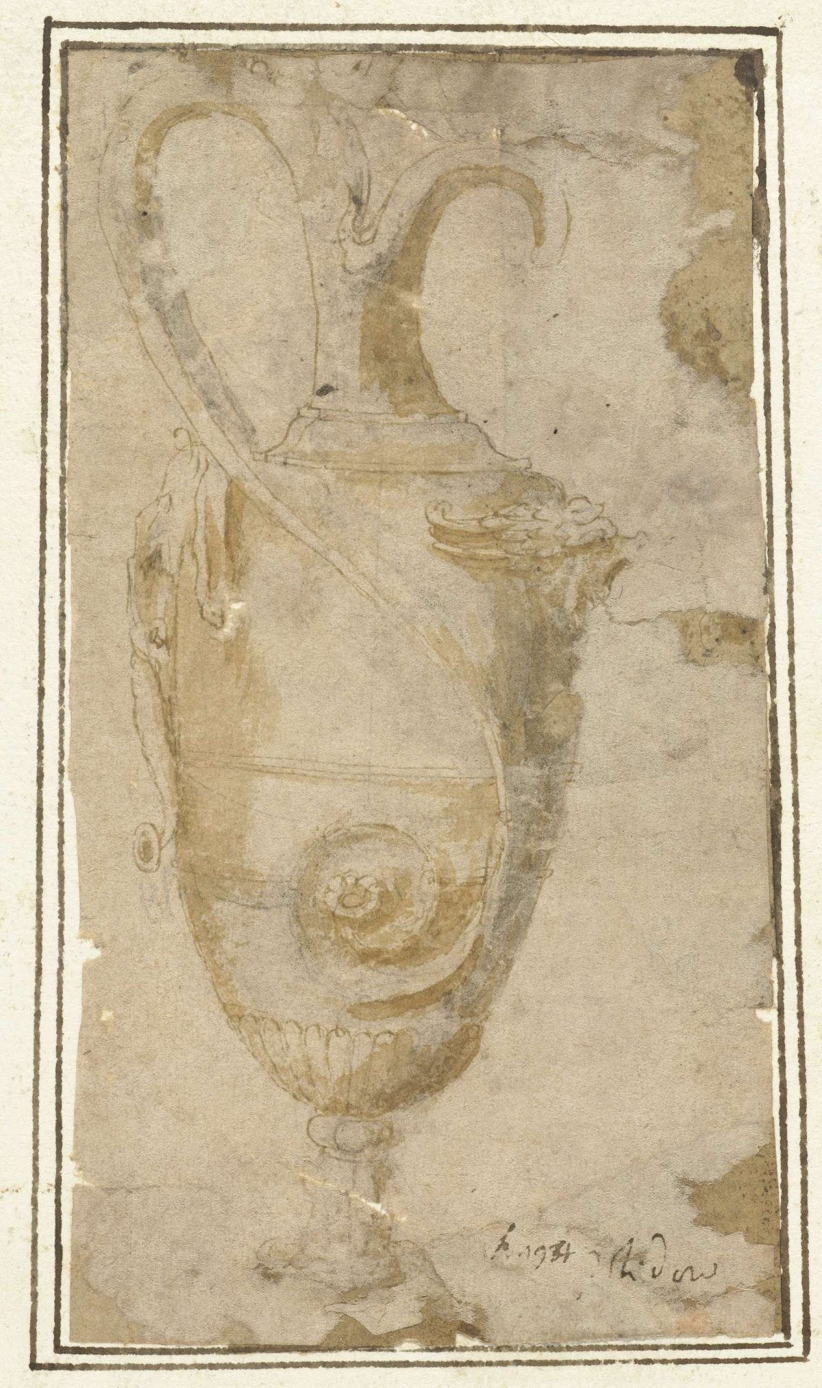 Ornamental vase with handle, anonymous, 1510 - 1600
