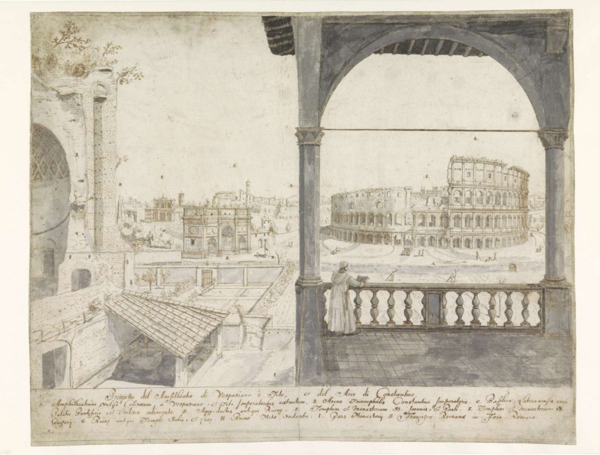 View at Rome of the Colosseum and the Arch of Constantine, Lievin Cruyl, 1664