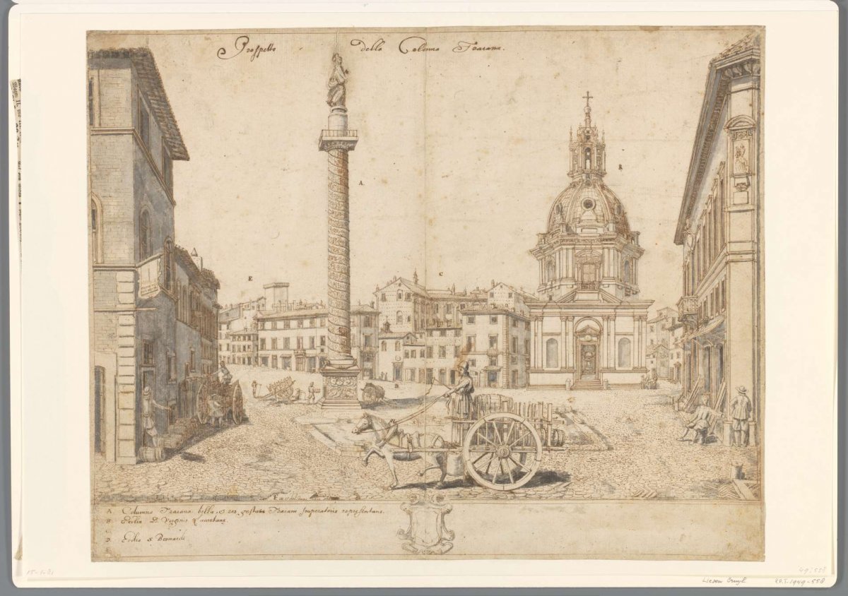 View of Rome with Trajan's Column and S. Maria di Loreto, Lievin Cruyl, 1664