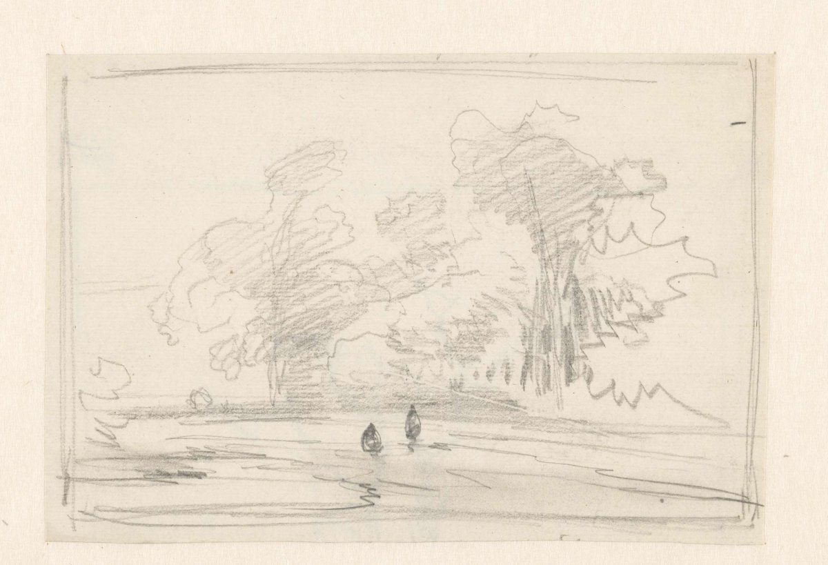 Sketch of a walker with a grove in the background, Andreas Schelfhout, 1797 - 1870