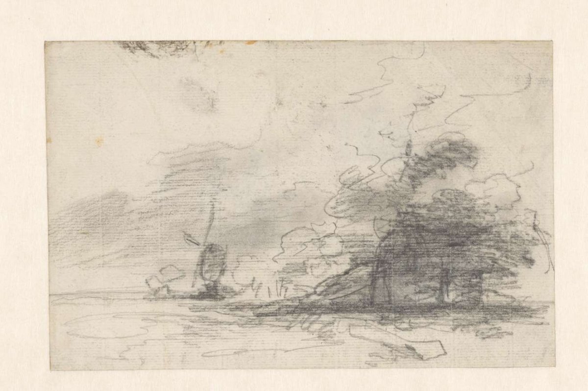 Sketch of a landscape with mill in view, Andreas Schelfhout, 1797 - 1870