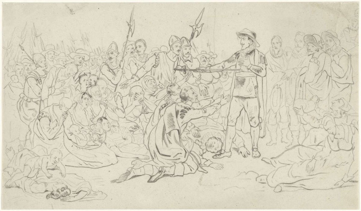 The self-sacrifice of mayor Pieter van der Werff, 1574, anonymous, 1818 - 1899