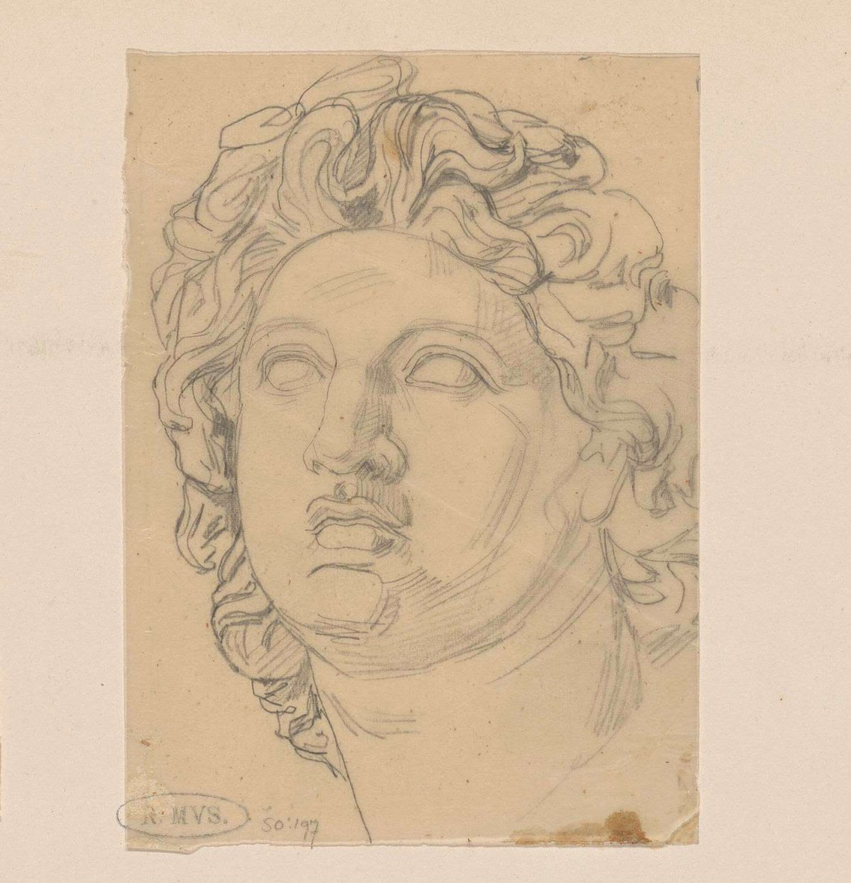Mannenkop, August Allebé, 1848 - 1927