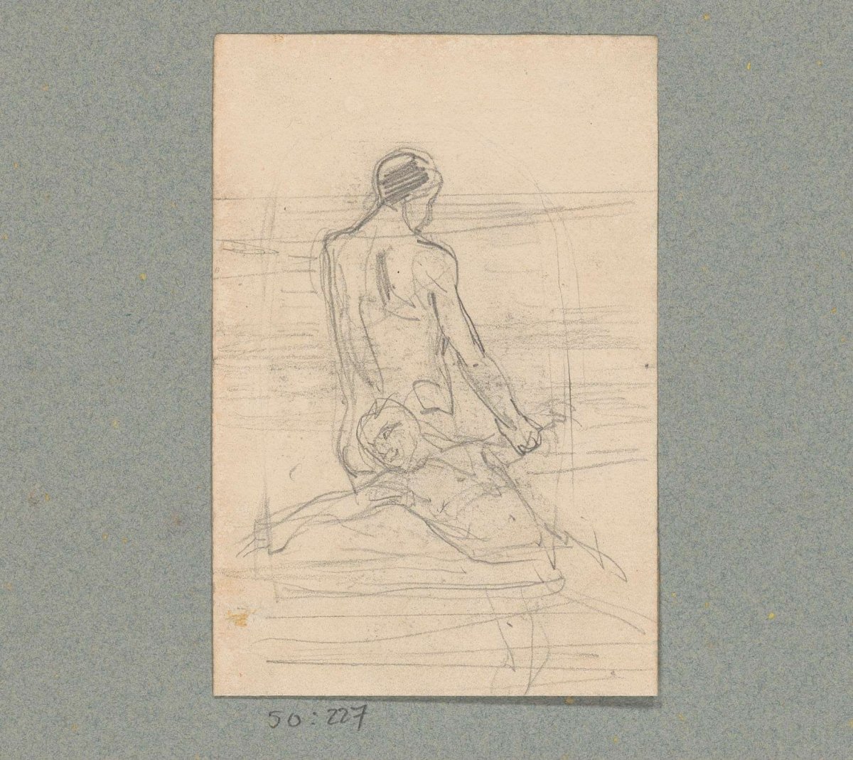 Sketch of two men bathing, August Allebé, 1848 - 1927