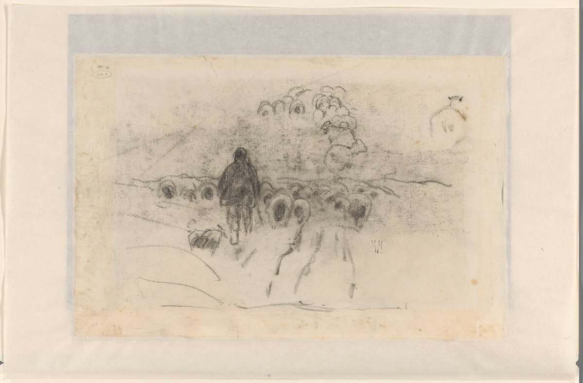 Shepherd with flock of sheep on the moors, Anton Mauve, 1848 - 1888