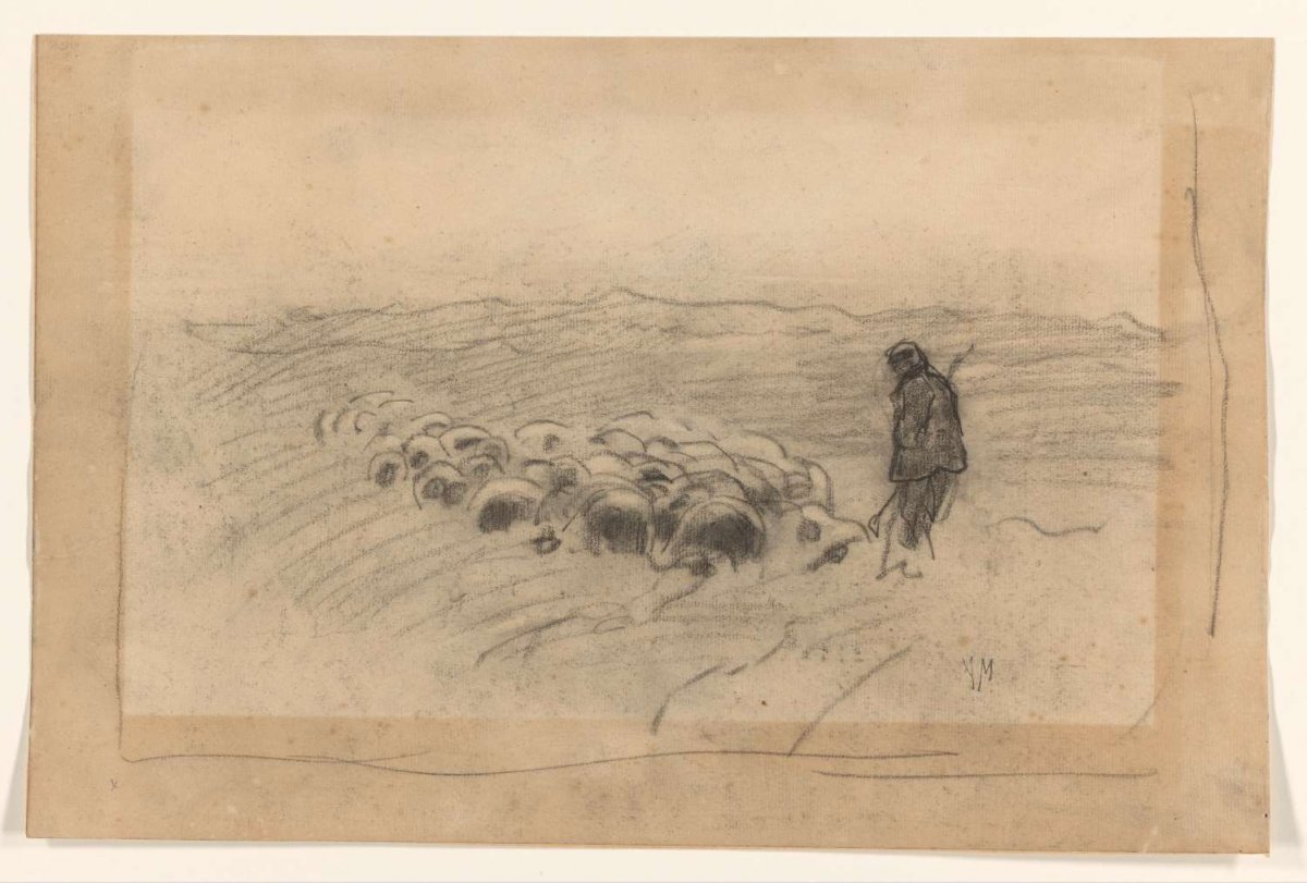 Shepherd with flock on the moors, Anton Mauve, 1848 - 1888