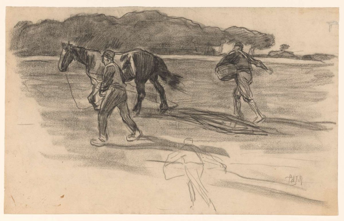 Harrowing and seeding, Pieter de Josselin de Jong, 1871 - 1906